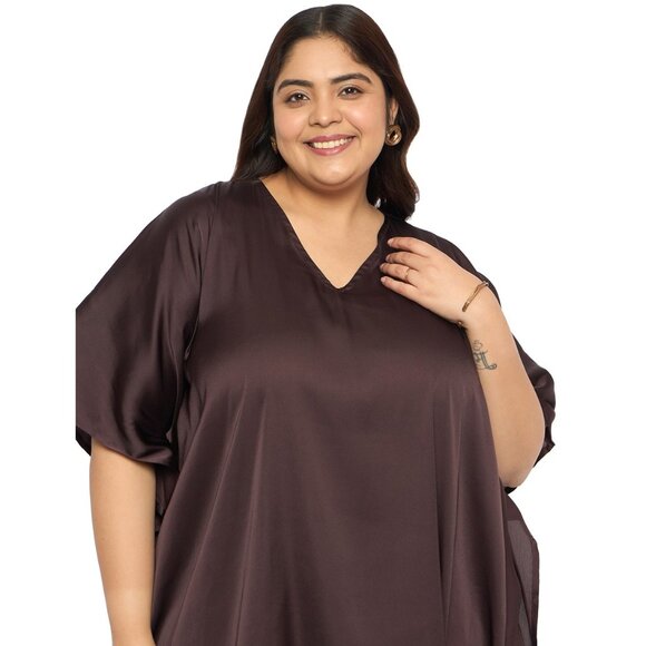 Gypsie Blu Plus Size Solid Satin Caftan Dress Women Maxi Mumu Dresses for Girl - Picture 5 of 6